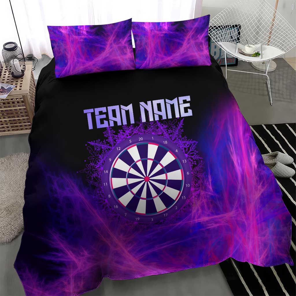 Dartboard and Darts Bedding Set with Purple Smoke Background and Custom Team Name - Wonder Print Shop