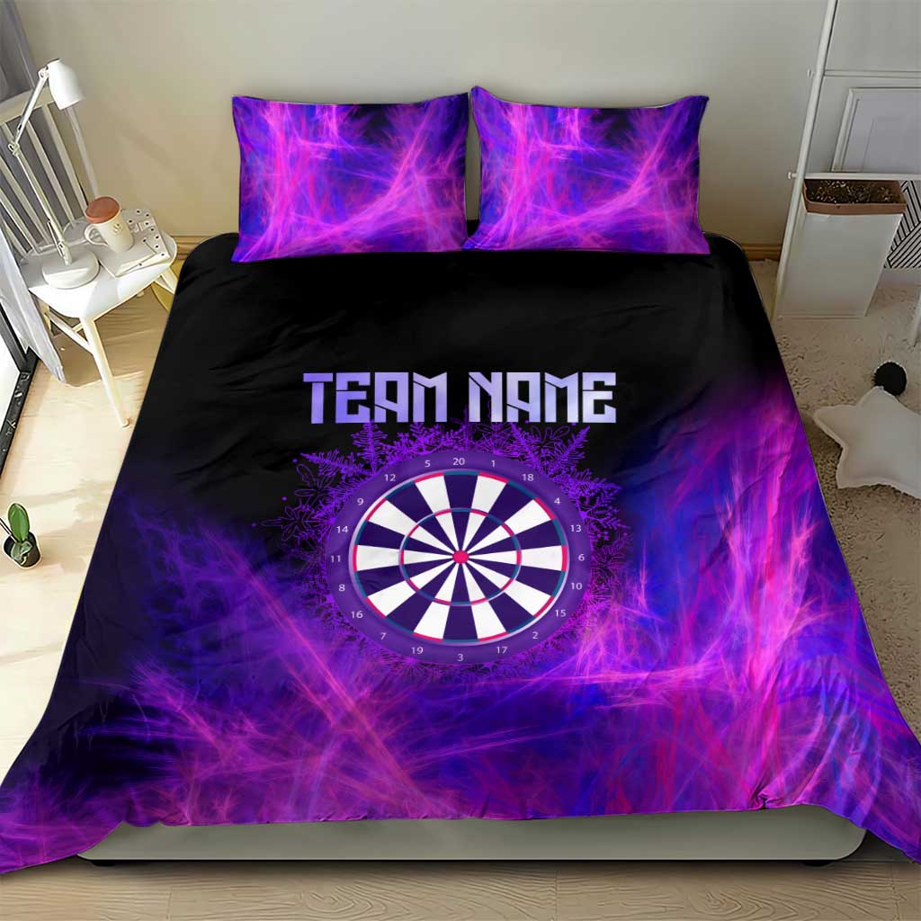 Dartboard and Darts Bedding Set with Purple Smoke Background and Custom Team Name - Wonder Print Shop
