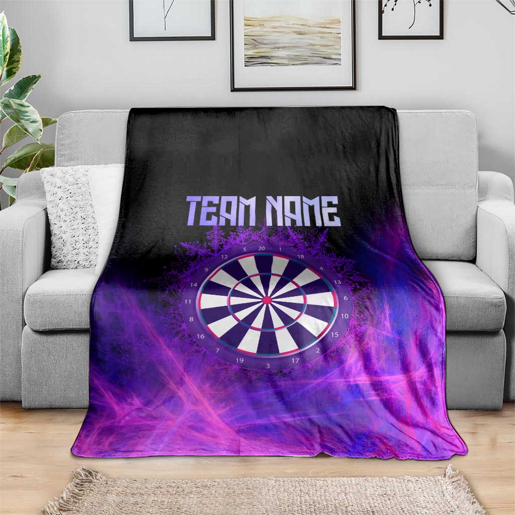 Dartboard and Darts Blanket with Purple Smoke Background and Custom Team Name - Wonder Print Shop
