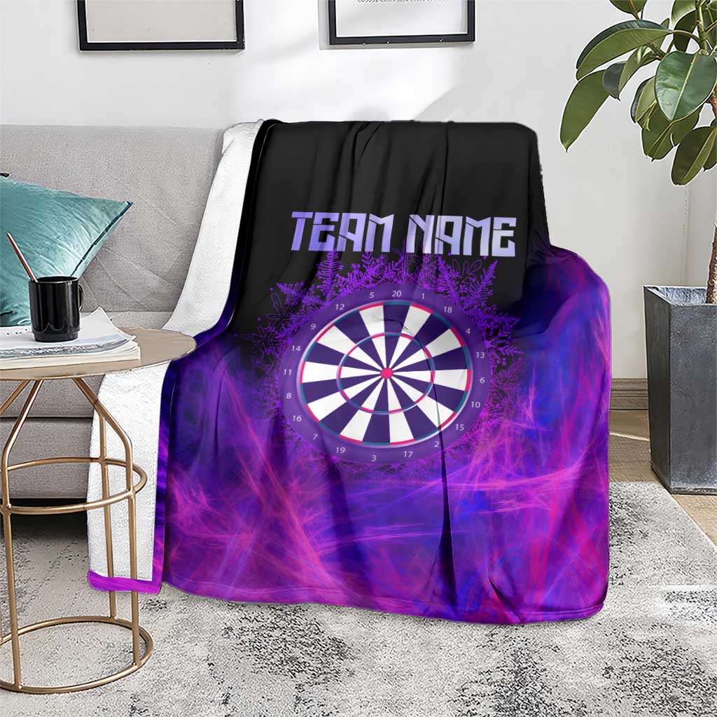 Dartboard and Darts Blanket with Purple Smoke Background and Custom Team Name - Wonder Print Shop
