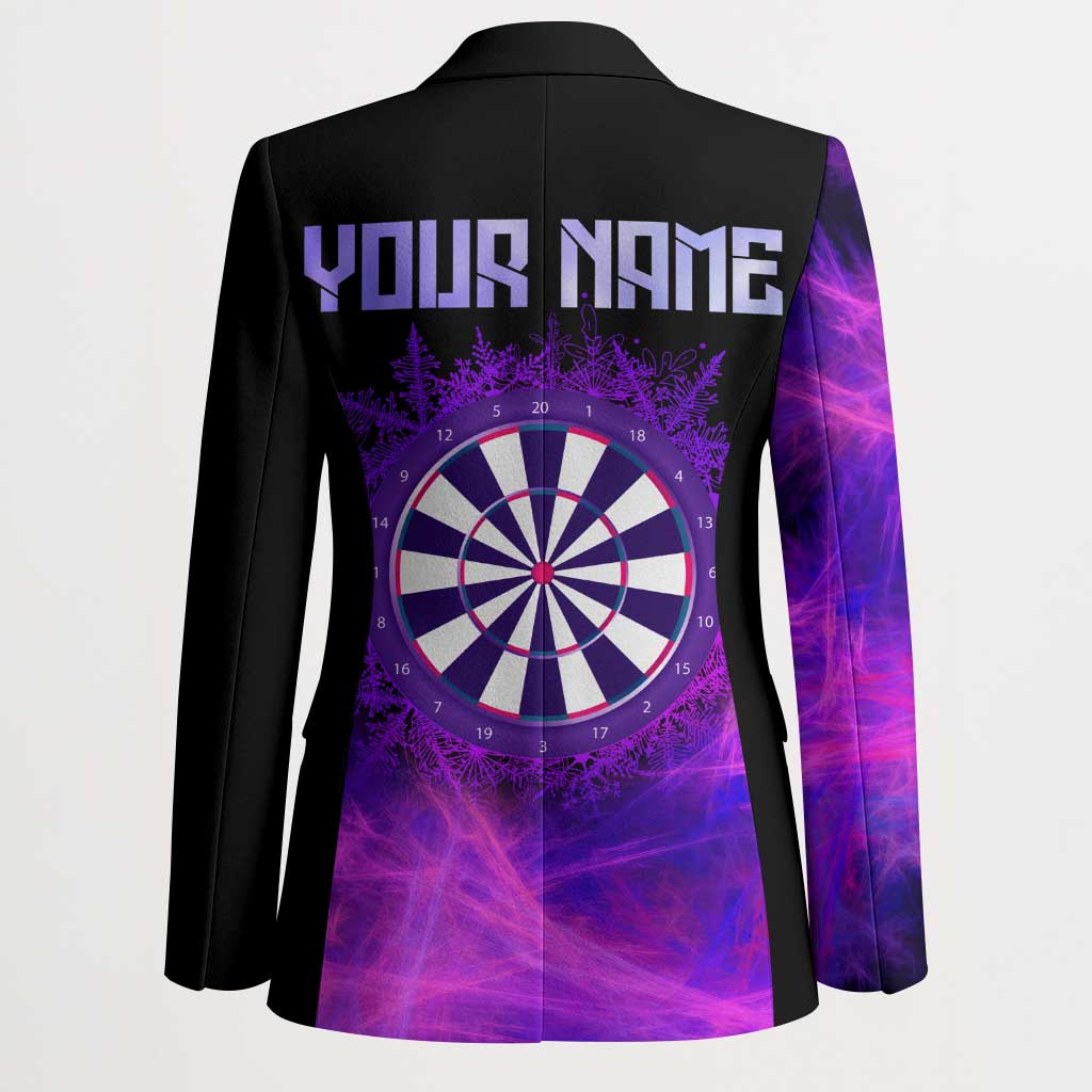 Dartboard and Darts Blazer with Purple Smoke Background and Custom Team Name - Wonder Print Shop