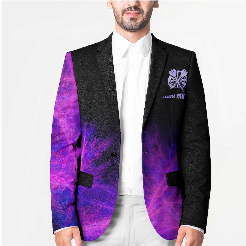 Dartboard and Darts Blazer with Purple Smoke Background and Custom Team Name - Wonder Print Shop