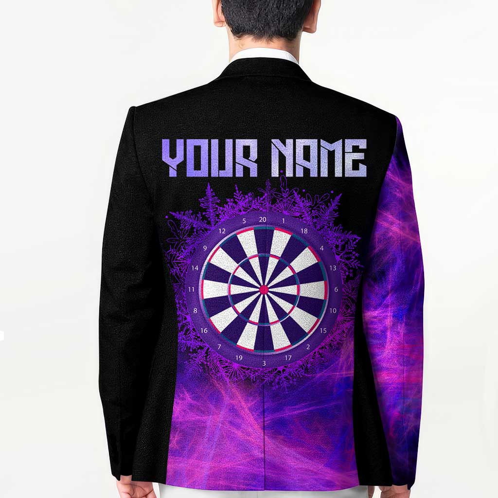 Dartboard and Darts Blazer with Purple Smoke Background and Custom Team Name - Wonder Print Shop