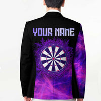 Dartboard and Darts Blazer with Purple Smoke Background and Custom Team Name - Wonder Print Shop