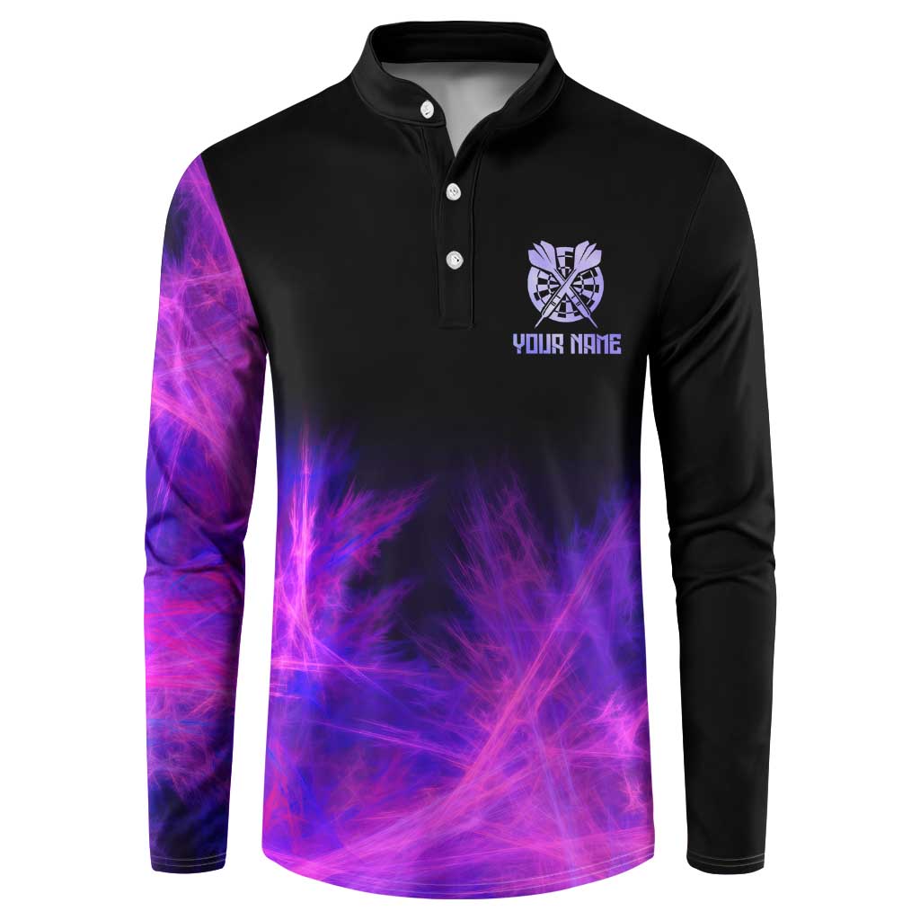 Dartboard and Darts Button Sweatshirt with Purple Smoke Background and Custom Team Name - Wonder Print Shop