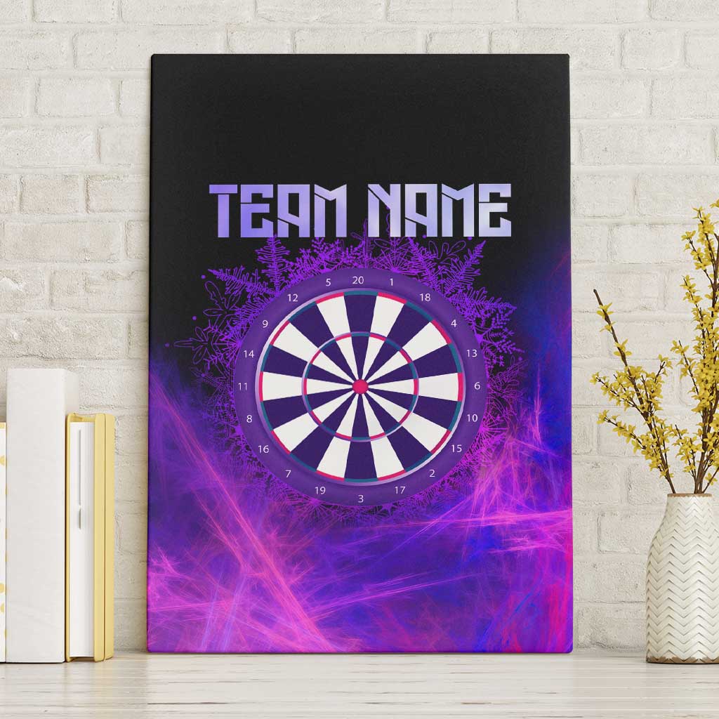Dartboard and Darts Canvas Wall Art with Purple Smoke Background and Custom Team Name - Wonder Print Shop