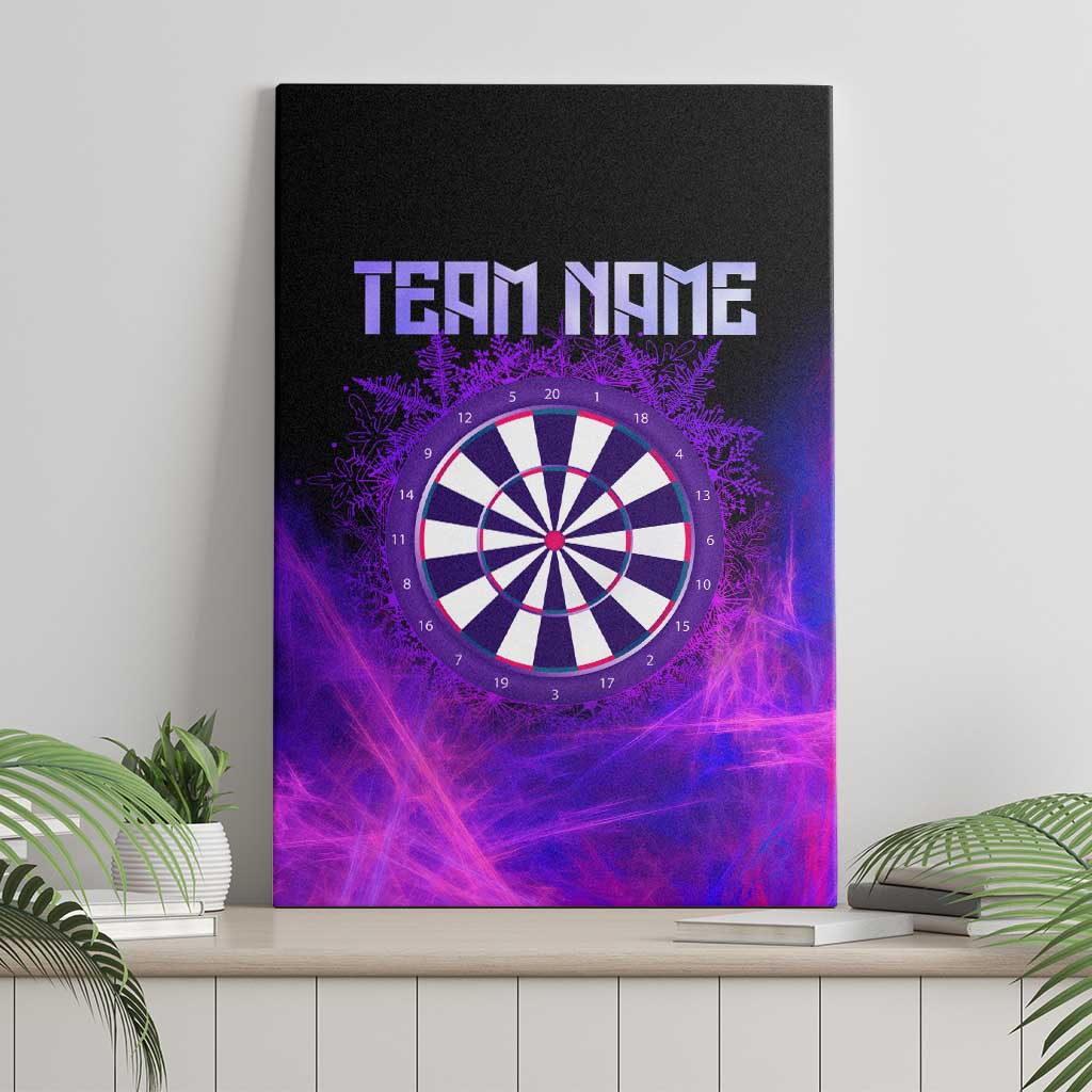 Dartboard and Darts Canvas Wall Art with Purple Smoke Background and Custom Team Name - Wonder Print Shop