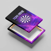 Dartboard and Darts Canvas Wall Art with Purple Smoke Background and Custom Team Name - Wonder Print Shop