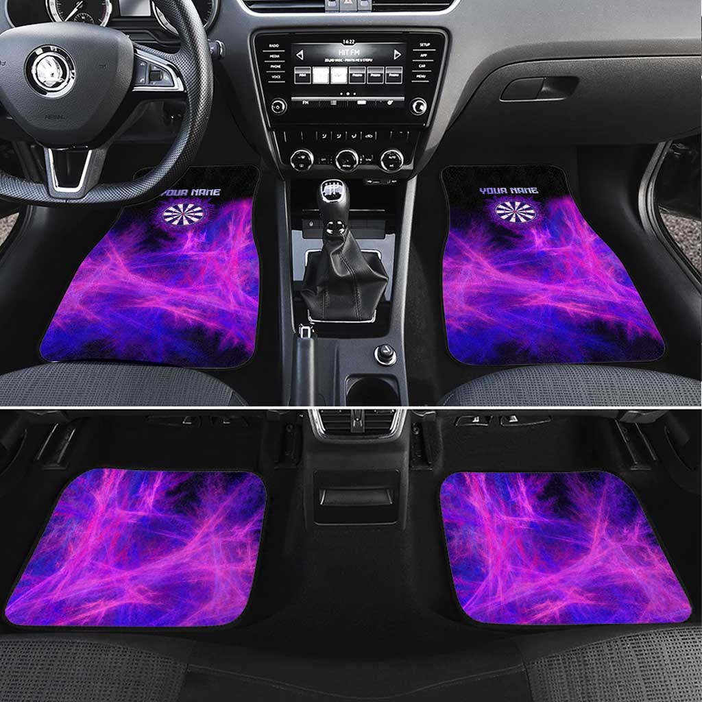 Dartboard and Darts Car Mats with Purple Smoke Background and Custom Team Name - Wonder Print Shop