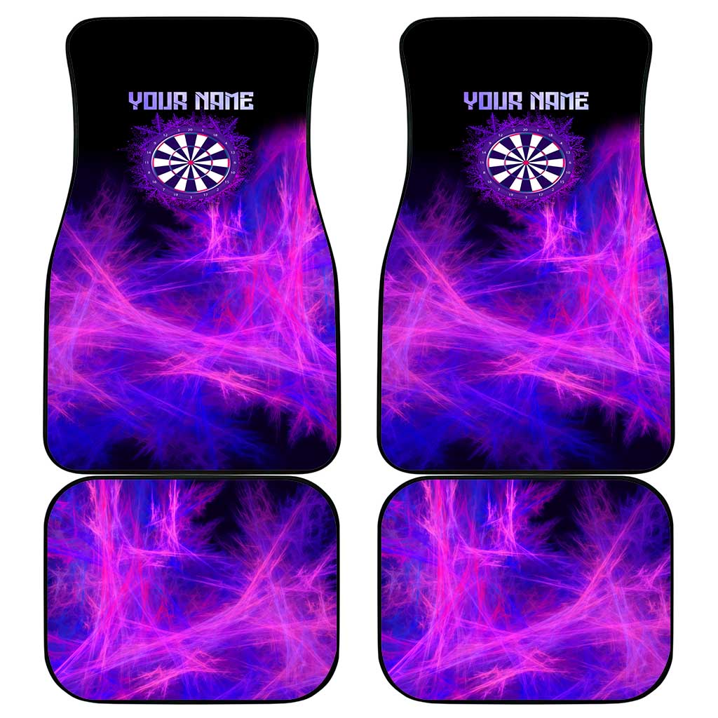 Dartboard and Darts Car Mats with Purple Smoke Background and Custom Team Name - Wonder Print Shop