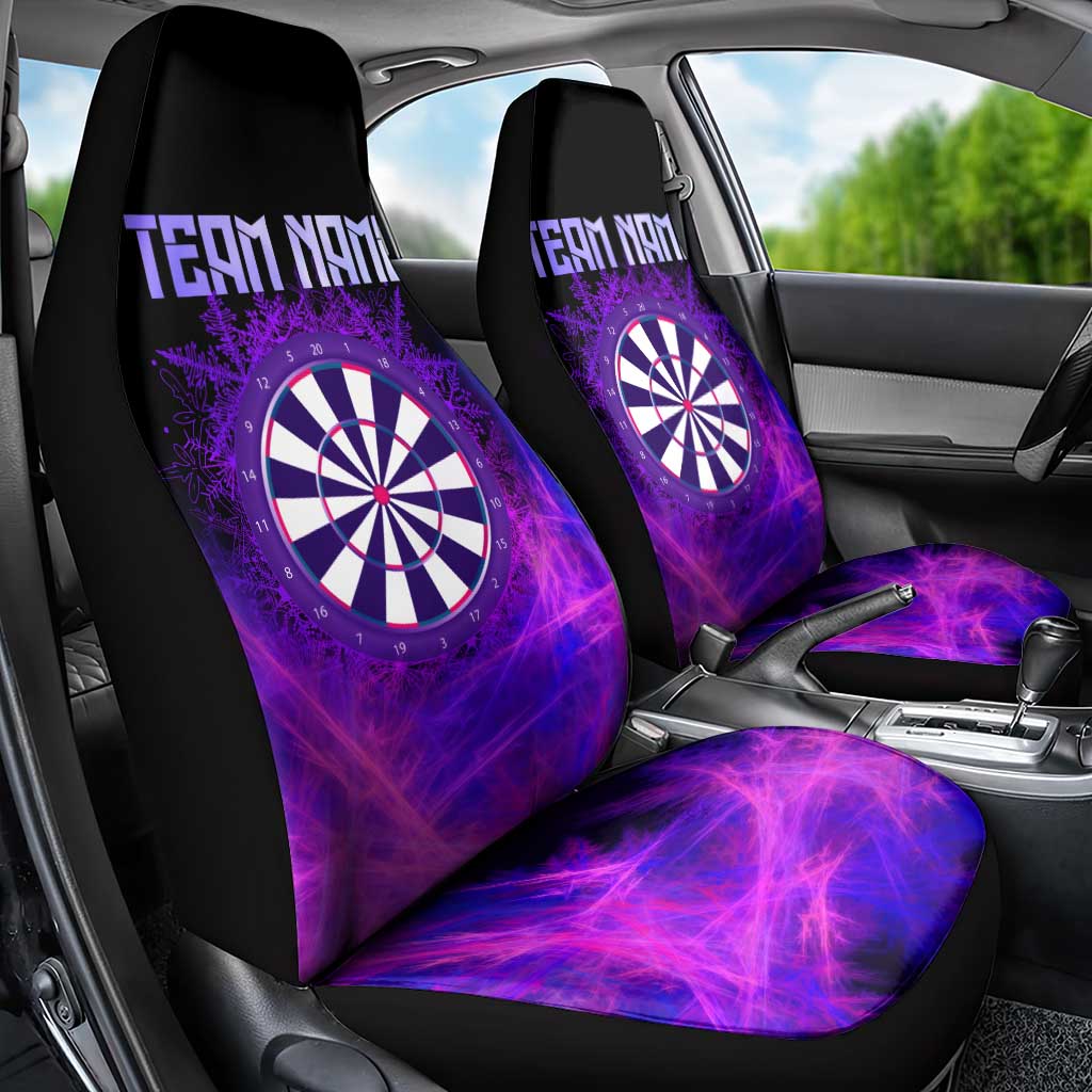 Dartboard and Darts Car Seat Cover with Purple Smoke Background and Custom Team Name - Wonder Print Shop
