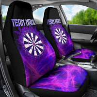 Dartboard and Darts Car Seat Cover with Purple Smoke Background and Custom Team Name - Wonder Print Shop