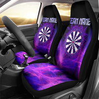 Dartboard and Darts Car Seat Cover with Purple Smoke Background and Custom Team Name - Wonder Print Shop