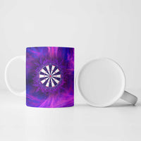 Dartboard and Darts Ceramic Mug with Purple Smoke Background and Custom Team Name - Wonder Print Shop