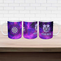 Dartboard and Darts Ceramic Mug with Purple Smoke Background and Custom Team Name - Wonder Print Shop