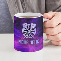 Dartboard and Darts Ceramic Mug with Purple Smoke Background and Custom Team Name - Wonder Print Shop
