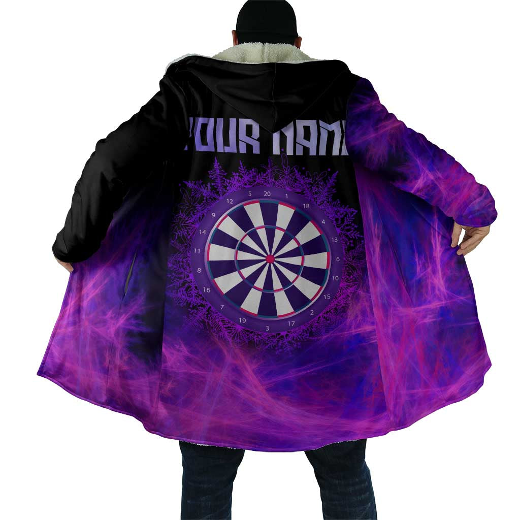 Dartboard and Darts Cloak with Purple Smoke Background and Custom Team Name - Wonder Print Shop
