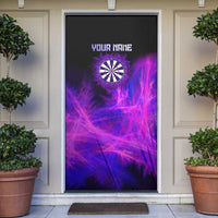 Dartboard and Darts Door Cover with Purple Smoke Background and Custom Team Name - Wonder Print Shop