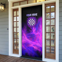 Dartboard and Darts Door Cover with Purple Smoke Background and Custom Team Name - Wonder Print Shop