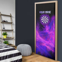Dartboard and Darts Door Cover with Purple Smoke Background and Custom Team Name - Wonder Print Shop