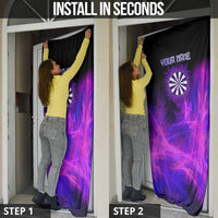 Dartboard and Darts Door Cover with Purple Smoke Background and Custom Team Name - Wonder Print Shop