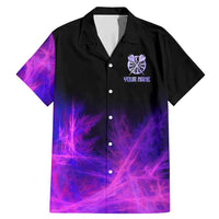 Dartboard and Darts Family Matching Mermaid Dress and Hawaiian Shirt with Purple Smoke Background and Custom Team Name - Wonder Print Shop