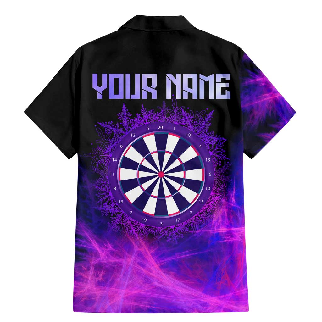 Dartboard and Darts Family Matching Mermaid Dress and Hawaiian Shirt with Purple Smoke Background and Custom Team Name - Wonder Print Shop