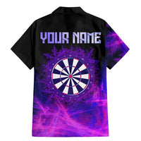 Dartboard and Darts Family Matching Mermaid Dress and Hawaiian Shirt with Purple Smoke Background and Custom Team Name - Wonder Print Shop