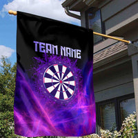 Dartboard and Darts Garden Flag with Purple Smoke Background and Custom Team Name - Wonder Print Shop
