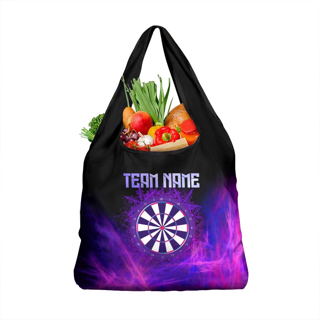 Dartboard and Darts Grocery Bag with Purple Smoke Background and Custom Team Name - Wonder Print Shop