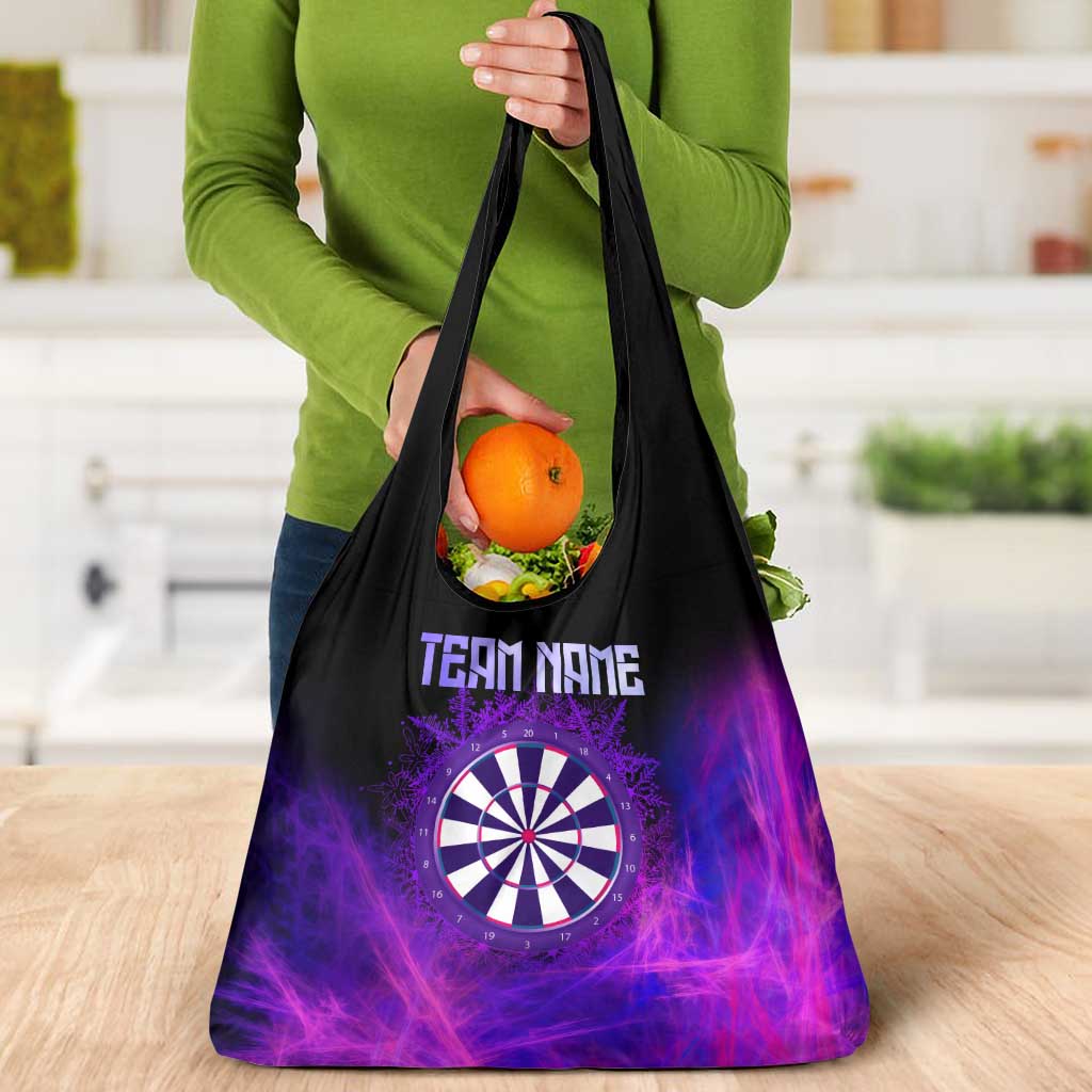 Dartboard and Darts Grocery Bag with Purple Smoke Background and Custom Team Name - Wonder Print Shop