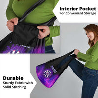 Dartboard and Darts Grocery Bag with Purple Smoke Background and Custom Team Name - Wonder Print Shop