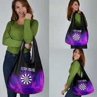 Dartboard and Darts Grocery Bag with Purple Smoke Background and Custom Team Name - Wonder Print Shop