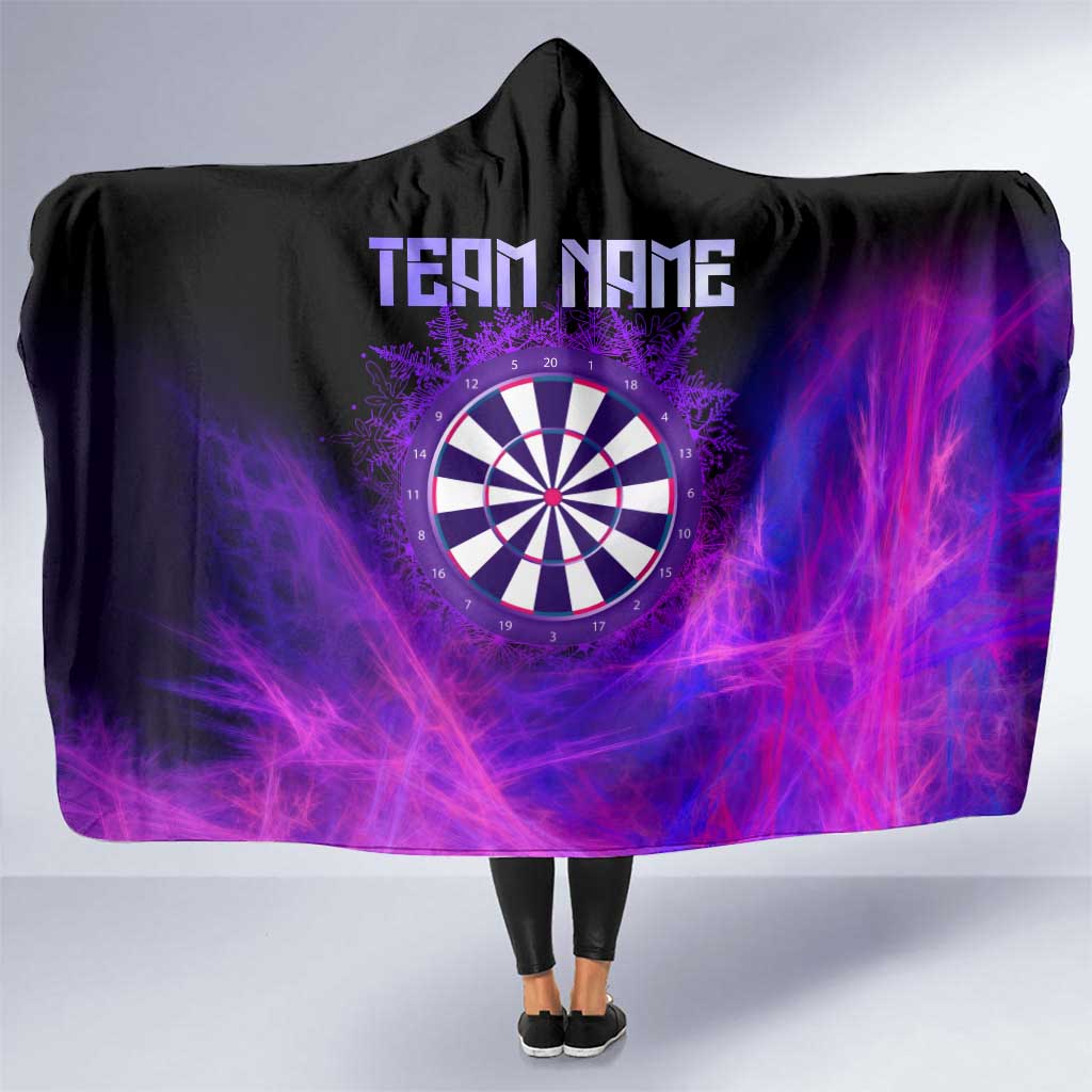 Dartboard and Darts Hooded Blanket with Purple Smoke Background and Custom Team Name - Wonder Print Shop