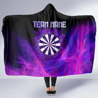 Dartboard and Darts Hooded Blanket with Purple Smoke Background and Custom Team Name - Wonder Print Shop