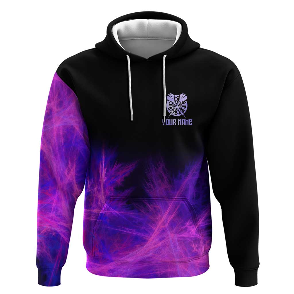 Dartboard and Darts Hoodie with Purple Smoke Background and Custom Team Name - Wonder Print Shop