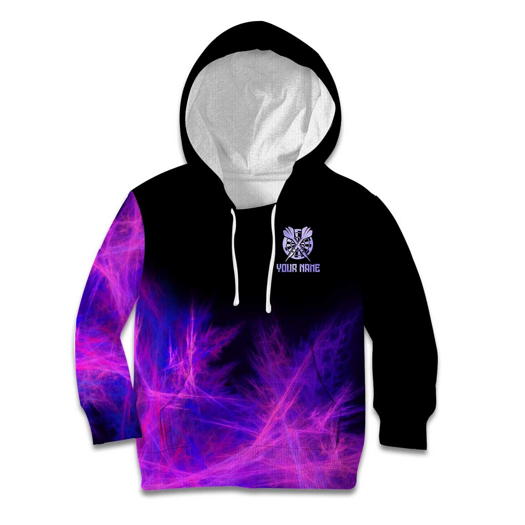 Dartboard and Darts Kid Hoodie with Purple Smoke Background and Custom Team Name - Wonder Print Shop