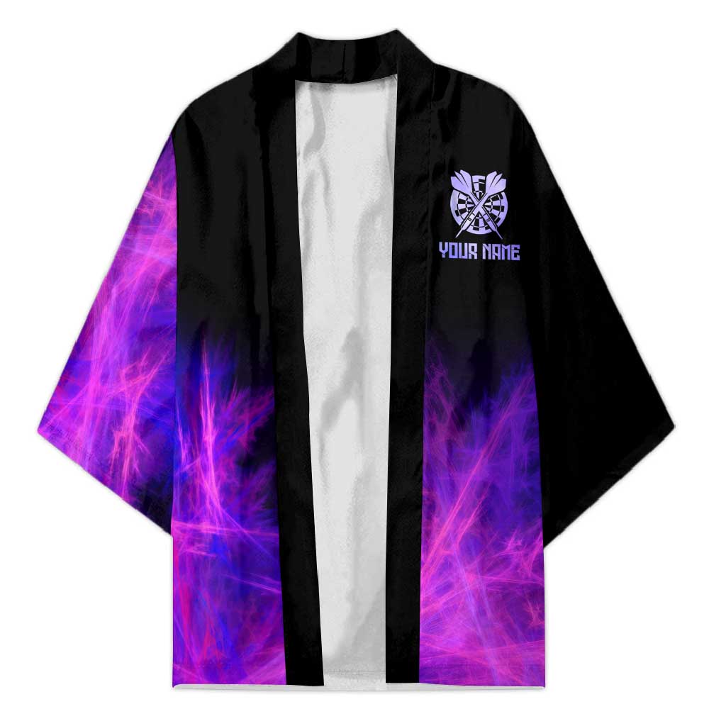 Dartboard and Darts Kimono with Purple Smoke Background and Custom Team Name - Wonder Print Shop