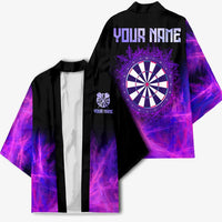 Dartboard and Darts Kimono with Purple Smoke Background and Custom Team Name - Wonder Print Shop