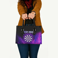 Dartboard and Darts Leather Bag with Purple Smoke Background and Custom Team Name - Wonder Print Shop