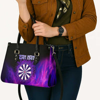 Dartboard and Darts Leather Bag with Purple Smoke Background and Custom Team Name - Wonder Print Shop