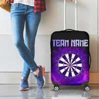 Dartboard and Darts Luggage Cover with Purple Smoke Background and Custom Team Name - Wonder Print Shop