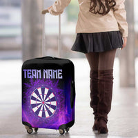 Dartboard and Darts Luggage Cover with Purple Smoke Background and Custom Team Name - Wonder Print Shop