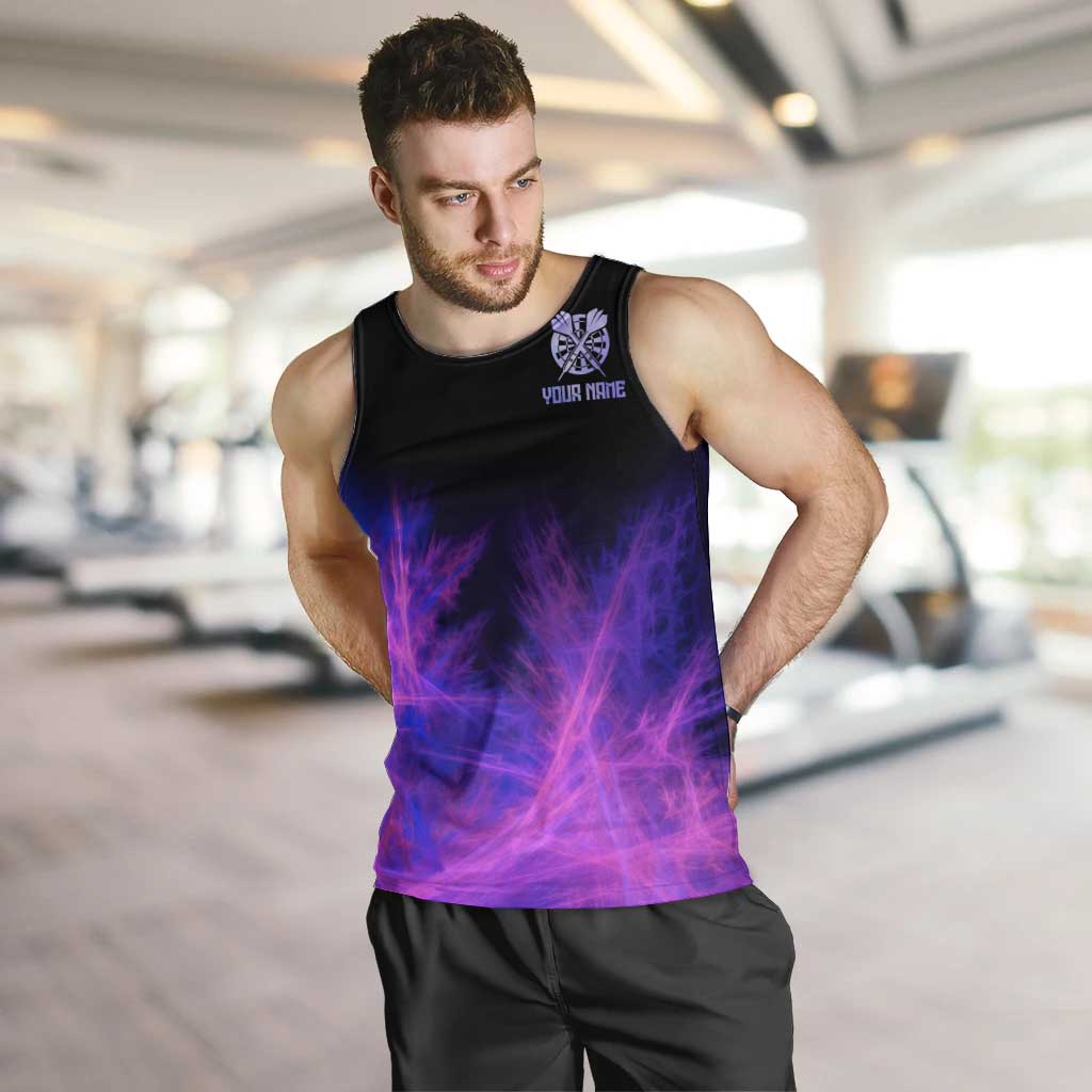 Dartboard and Darts Men Tank Top with Purple Smoke Background and Custom Team Name - Wonder Print Shop