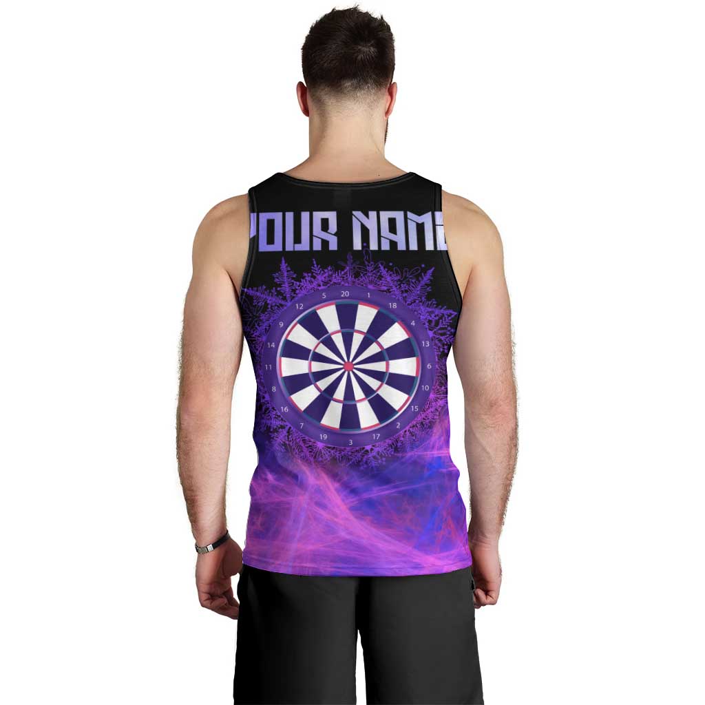 Dartboard and Darts Men Tank Top with Purple Smoke Background and Custom Team Name - Wonder Print Shop