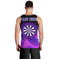 Dartboard and Darts Men Tank Top with Purple Smoke Background and Custom Team Name - Wonder Print Shop