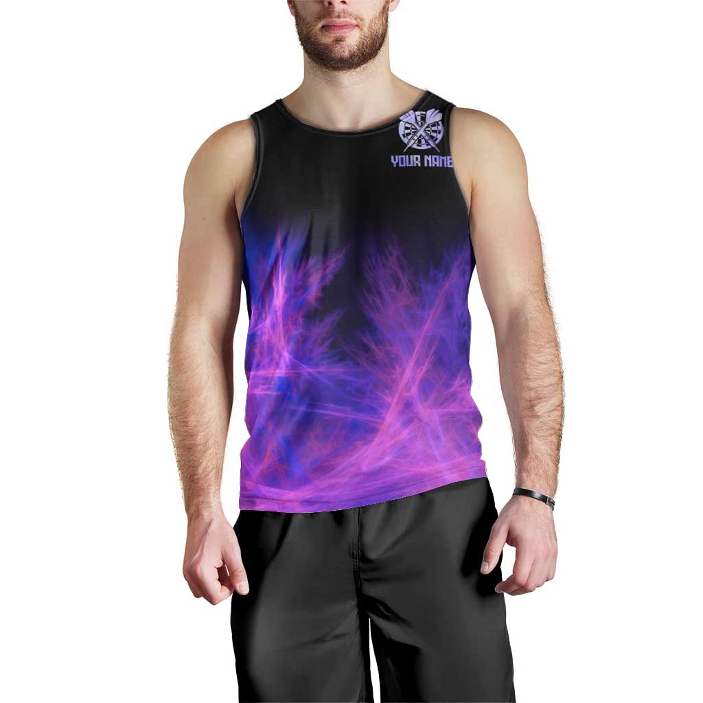 Dartboard and Darts Men Tank Top with Purple Smoke Background and Custom Team Name - Wonder Print Shop