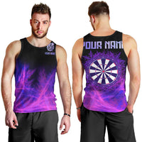 Dartboard and Darts Men Tank Top with Purple Smoke Background and Custom Team Name - Wonder Print Shop