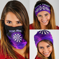Dartboard and Darts Neck Gaiter with Purple Smoke Background TS04