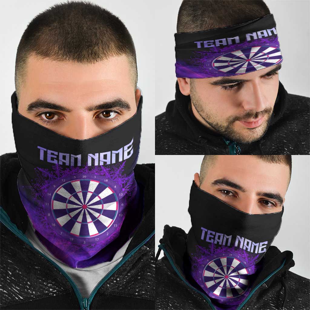 Dartboard and Darts Neck Gaiter with Purple Smoke Background TS04